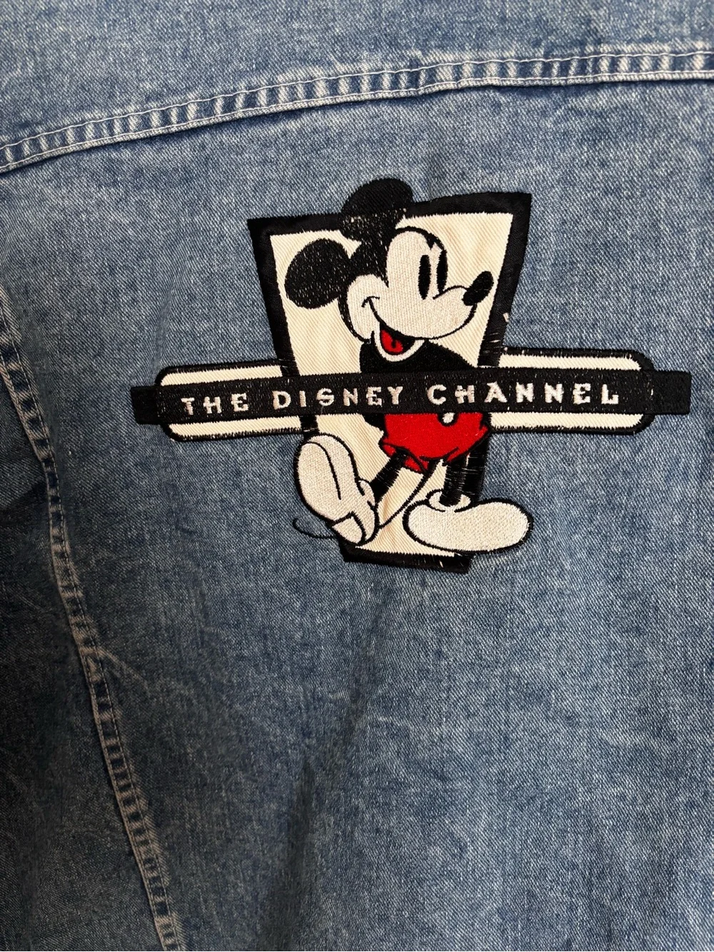 Vintage Disney Channel Unisex Blue Denim Jacket with Mickey Patch